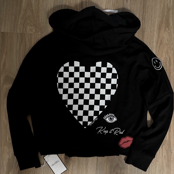 New Lauren Moshi Elements Check Heart Hoodie - Picture 3 of 10